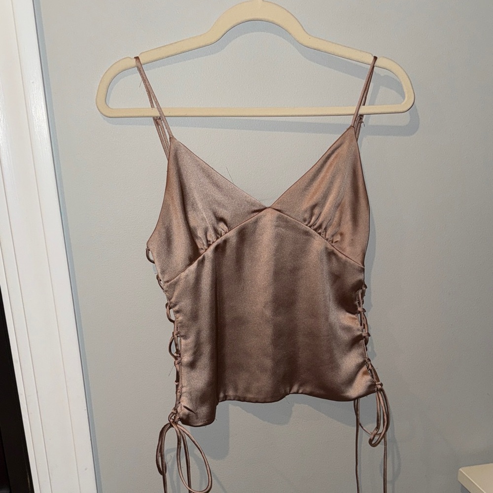 Zara Satin Camisole Top - Taupe